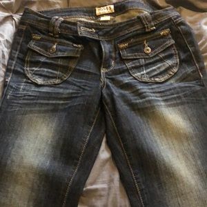 Low-rise, Y2K, authentic early 2000s Mudd jeans